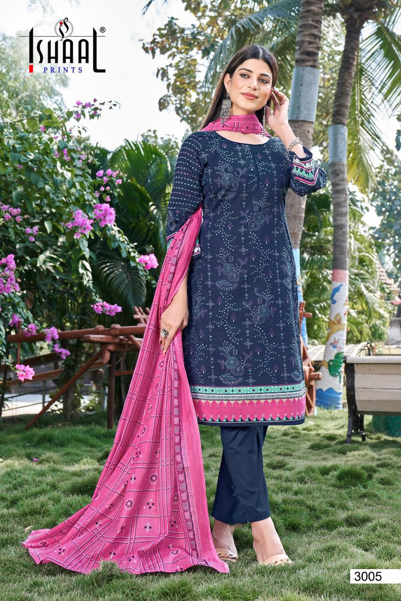 Ishaal Prints Kesariya Vol 3 Lawn Cotton With Heavy Printed Work Stylish Designer Salwar Kameez