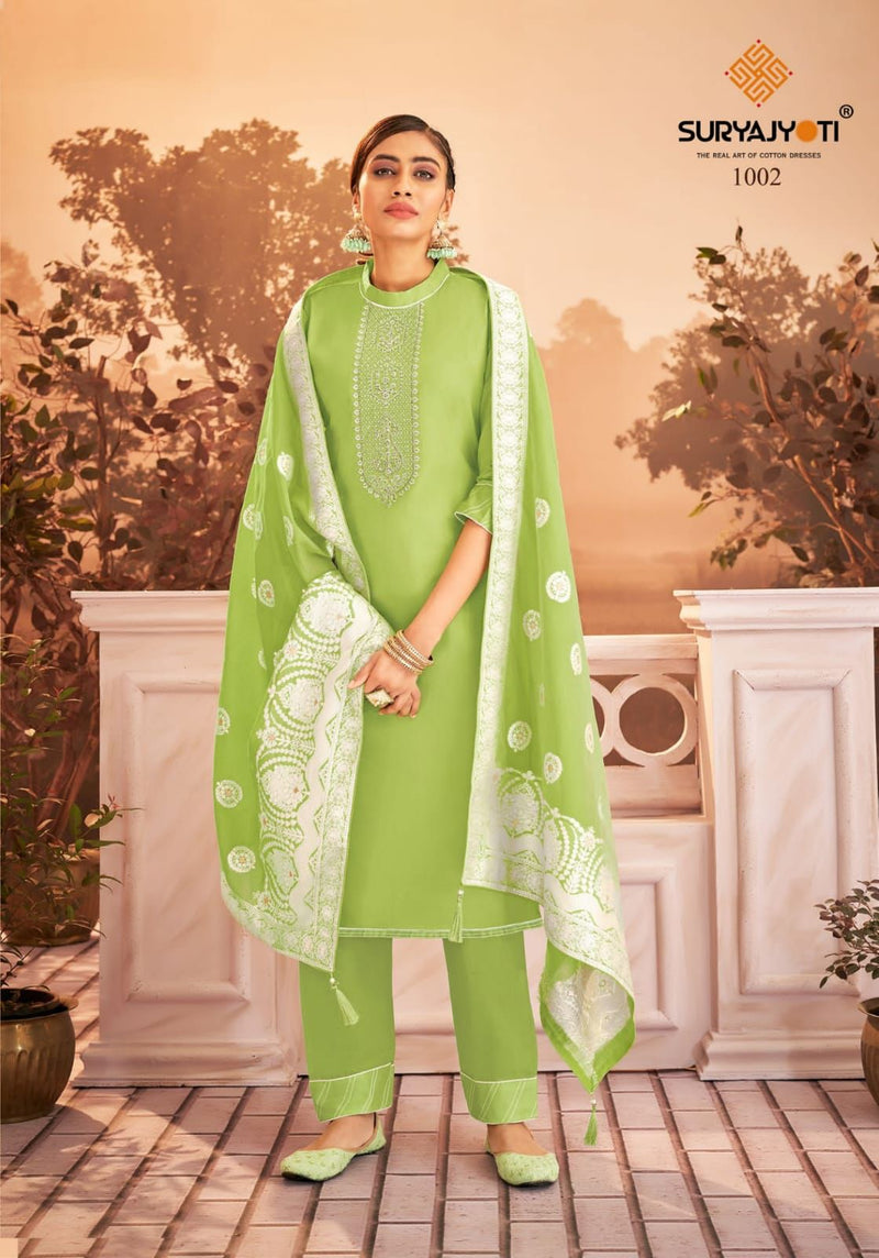 Suryajyoti Khanak Vol 1 Jam Satin Party Wear Salwar Suits With Fancy Embroidery