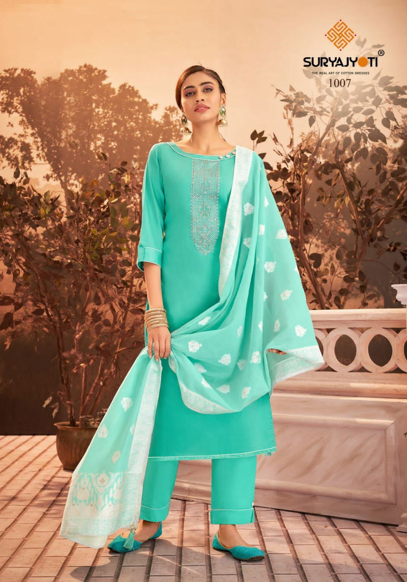 Suryajyoti Khanak Vol 1 Jam Satin Party Wear Salwar Suits With Fancy Embroidery