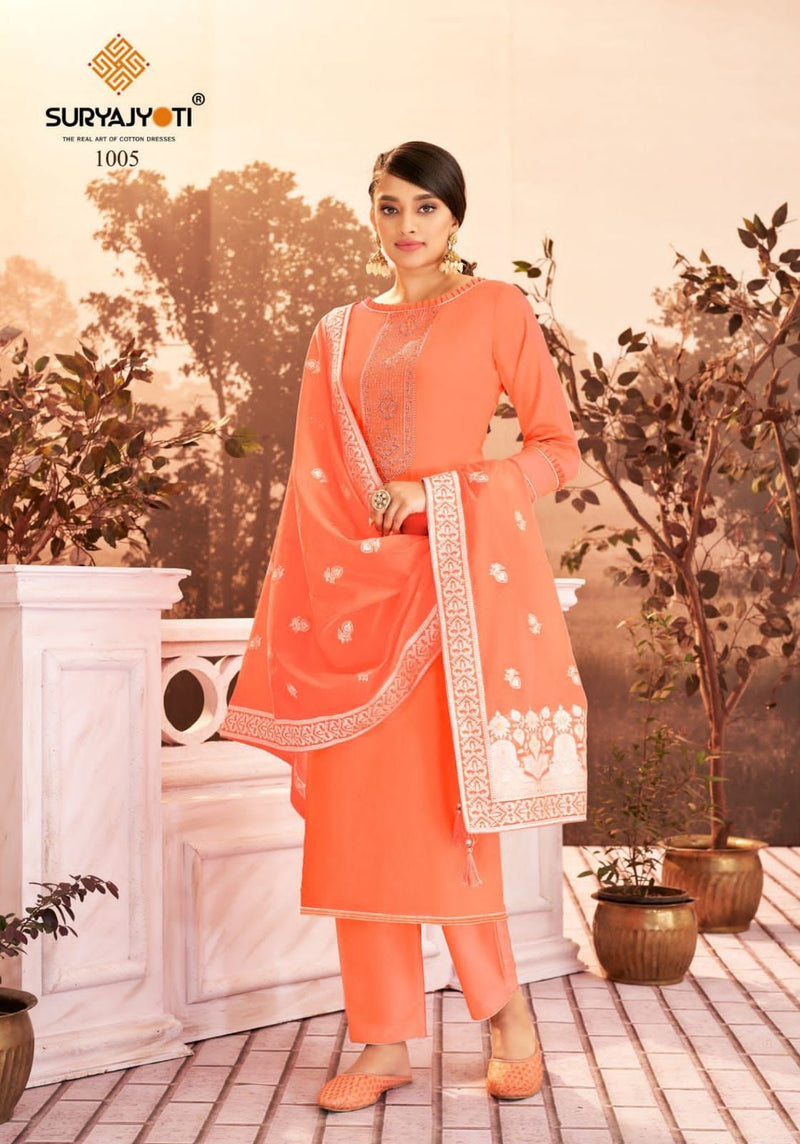 Suryajyoti Khanak Vol 1 Jam Satin Party Wear Salwar Suits With Fancy Embroidery