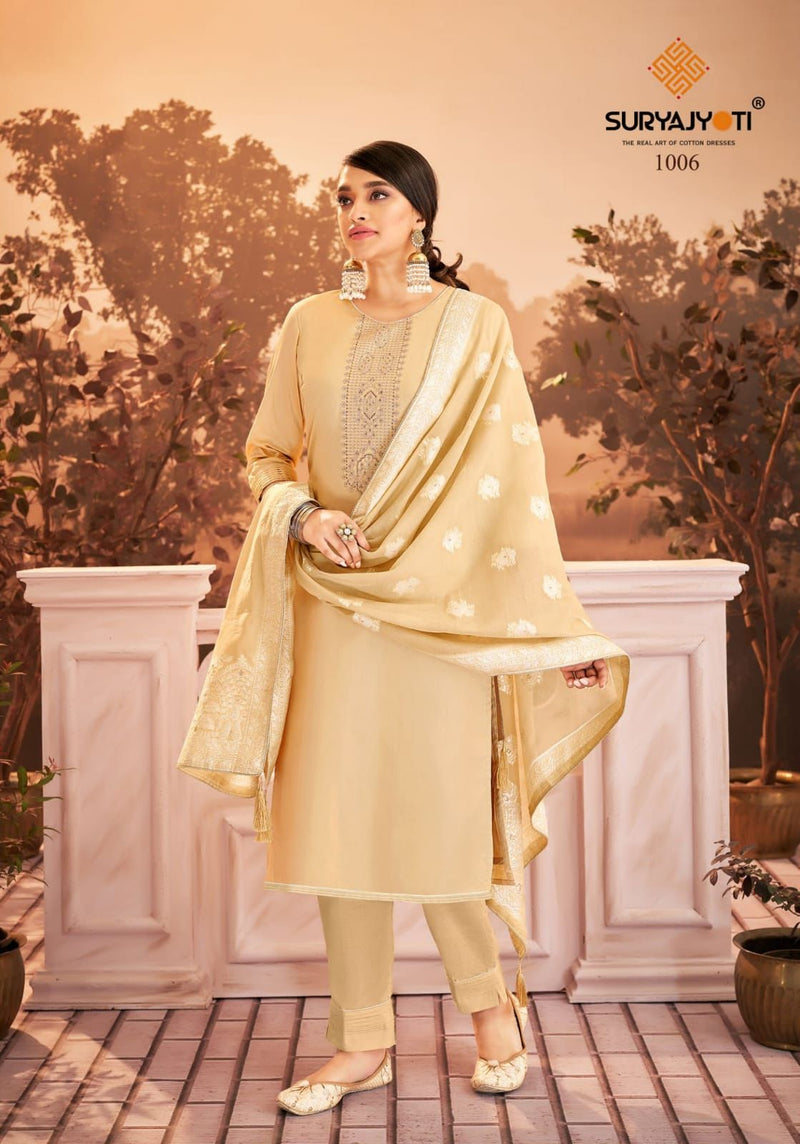 Suryajyoti Khanak Vol 1 Jam Satin Party Wear Salwar Suits With Fancy Embroidery