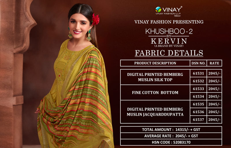 Vinay Fashion Khushboo Vol2 Muslin With Fancy Printed Work Stylish Designer Casual Look Salwar Kameez