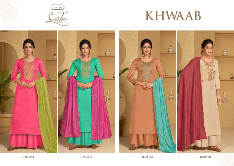 Levisha Khwaab Jam Silk Designer Party Wear Suits With Coding Embroidery