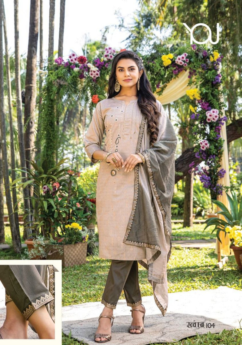 Wanna Khwab Chanderi Silk Designer Party Wear Kurtis With Bottom & Dupatta