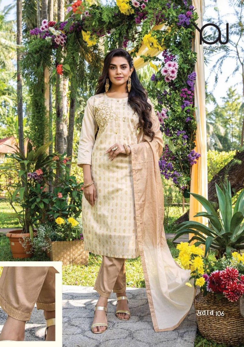 Wanna Khwab Chanderi Silk Designer Party Wear Kurtis With Bottom & Dupatta