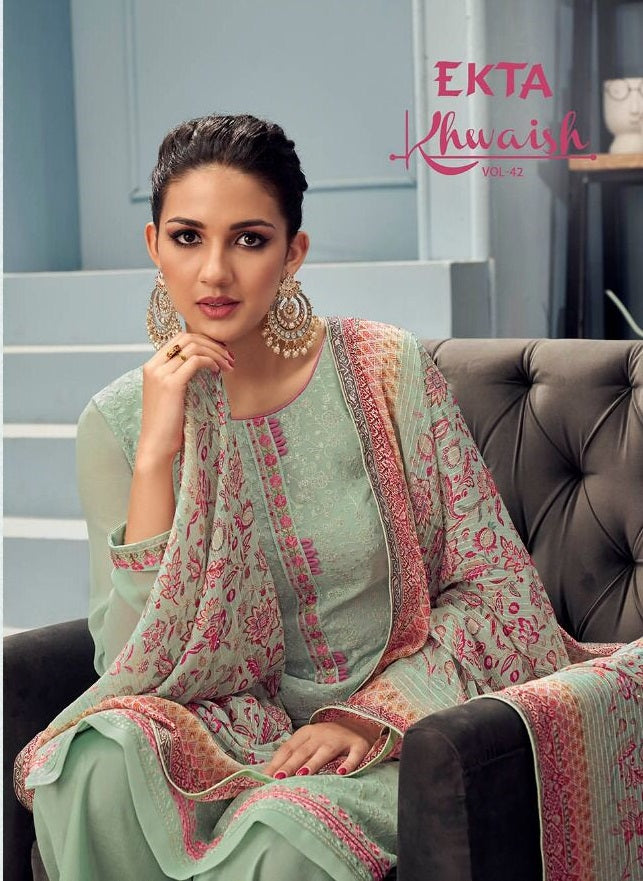 Ekta Fashion Khwaish Vol 42 Georgette Embroidered Party Wear Salwar Suits