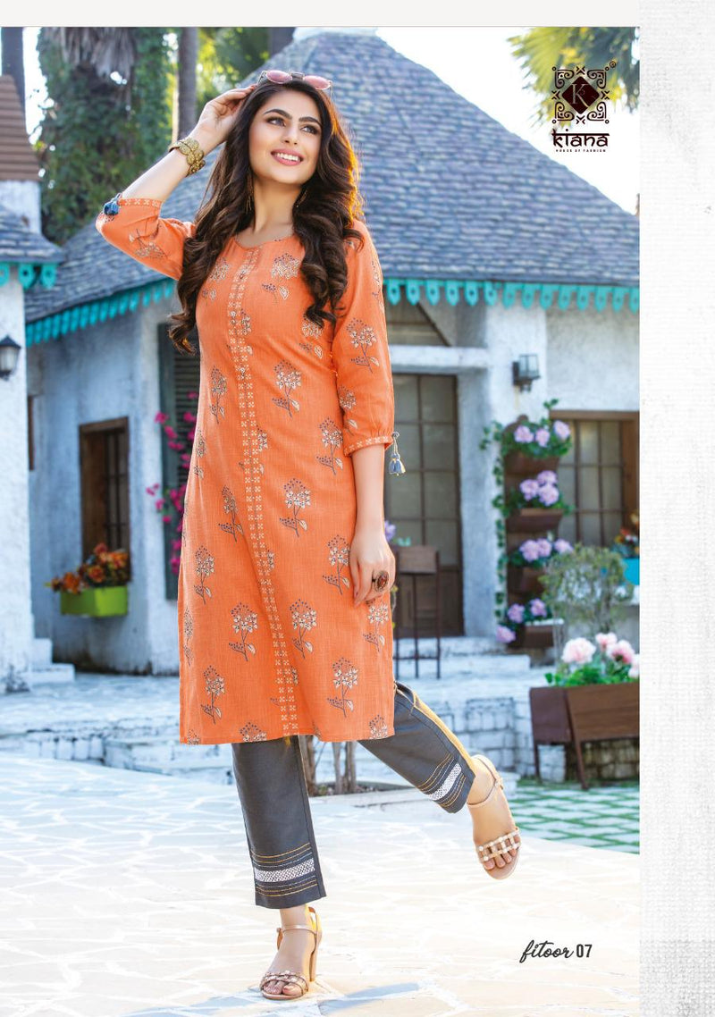 Kiana Launched Fitoor Rayon Cotton  Print  Fancy Party Wear Kurtis