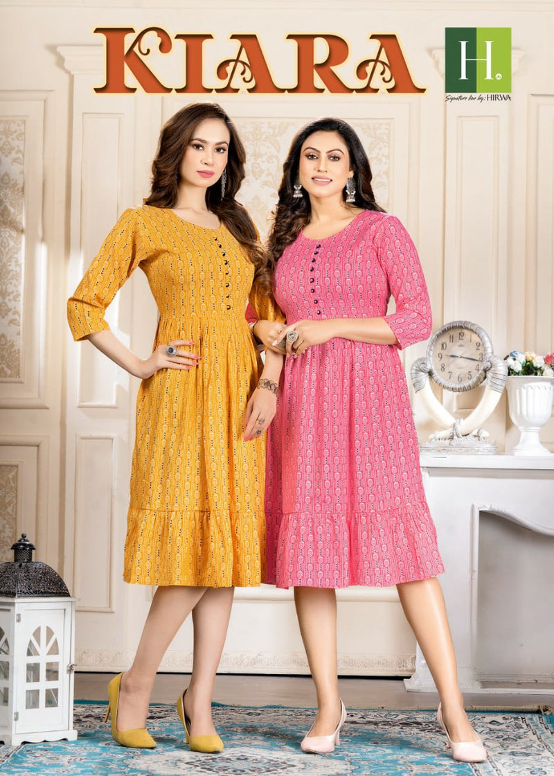 Hirwa Kiara Rayon With Printed Work Stylish Designer Attractive Look Fancy Kurti