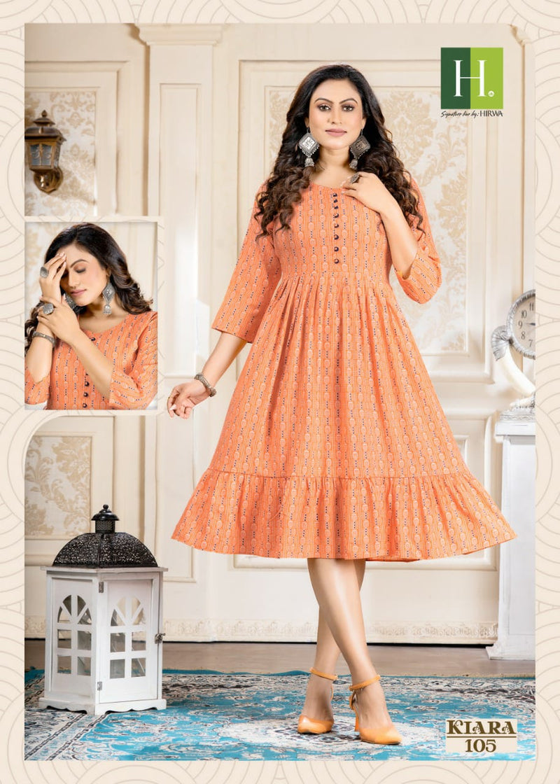 Hirwa Kiara Rayon With Printed Work Stylish Designer Attractive Look Fancy Kurti