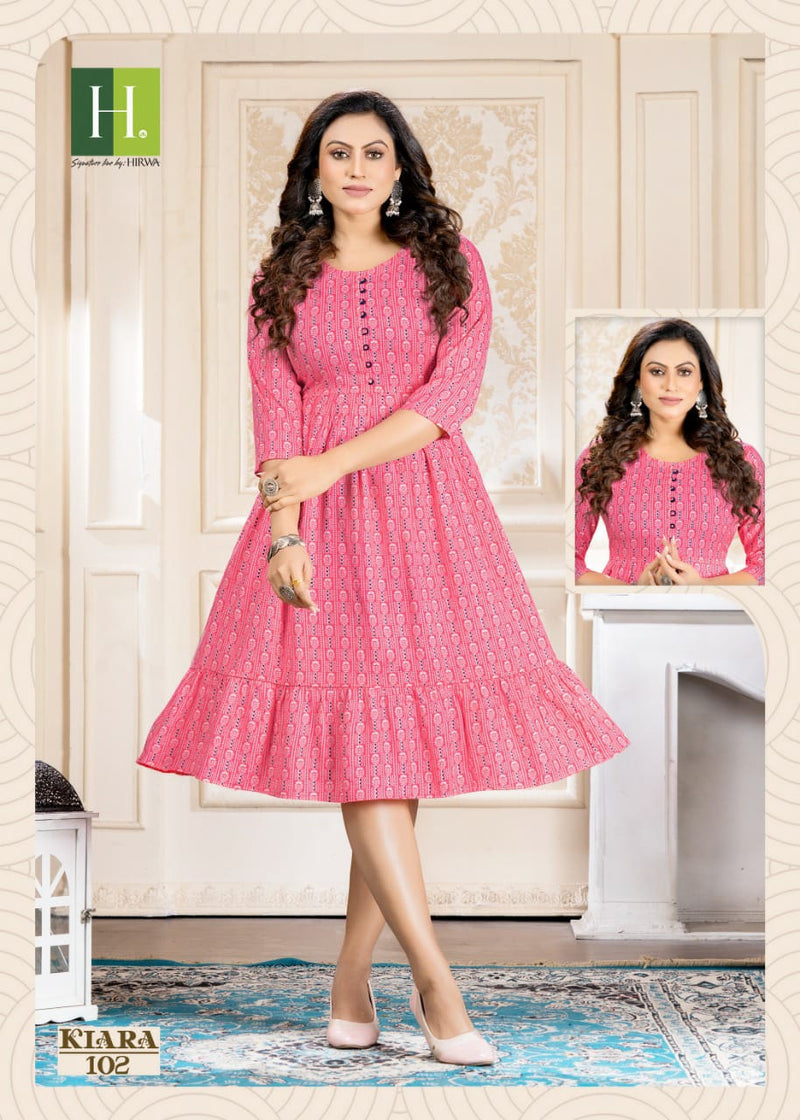 Hirwa Kiara Rayon With Printed Work Stylish Designer Attractive Look Fancy Kurti