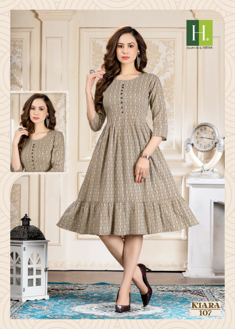 Hirwa Kiara Rayon With Printed Work Stylish Designer Attractive Look Fancy Kurti