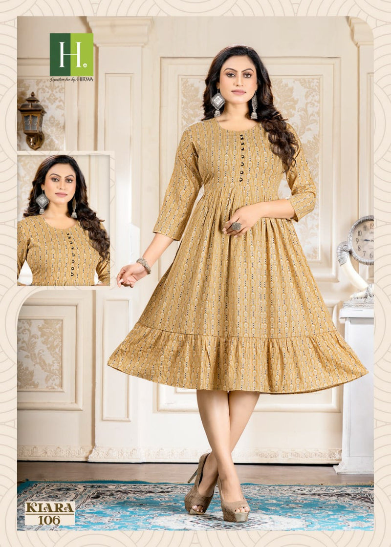 Hirwa Kiara Rayon With Printed Work Stylish Designer Attractive Look Fancy Kurti