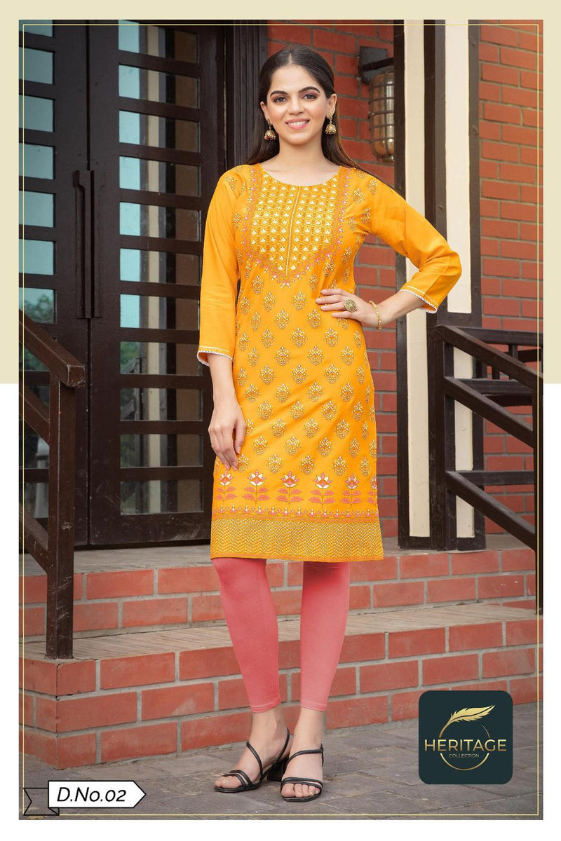 Heritage Collection Kimaya Vol 2 Rayon Fancy Party Wear Kurtis With Bottom
