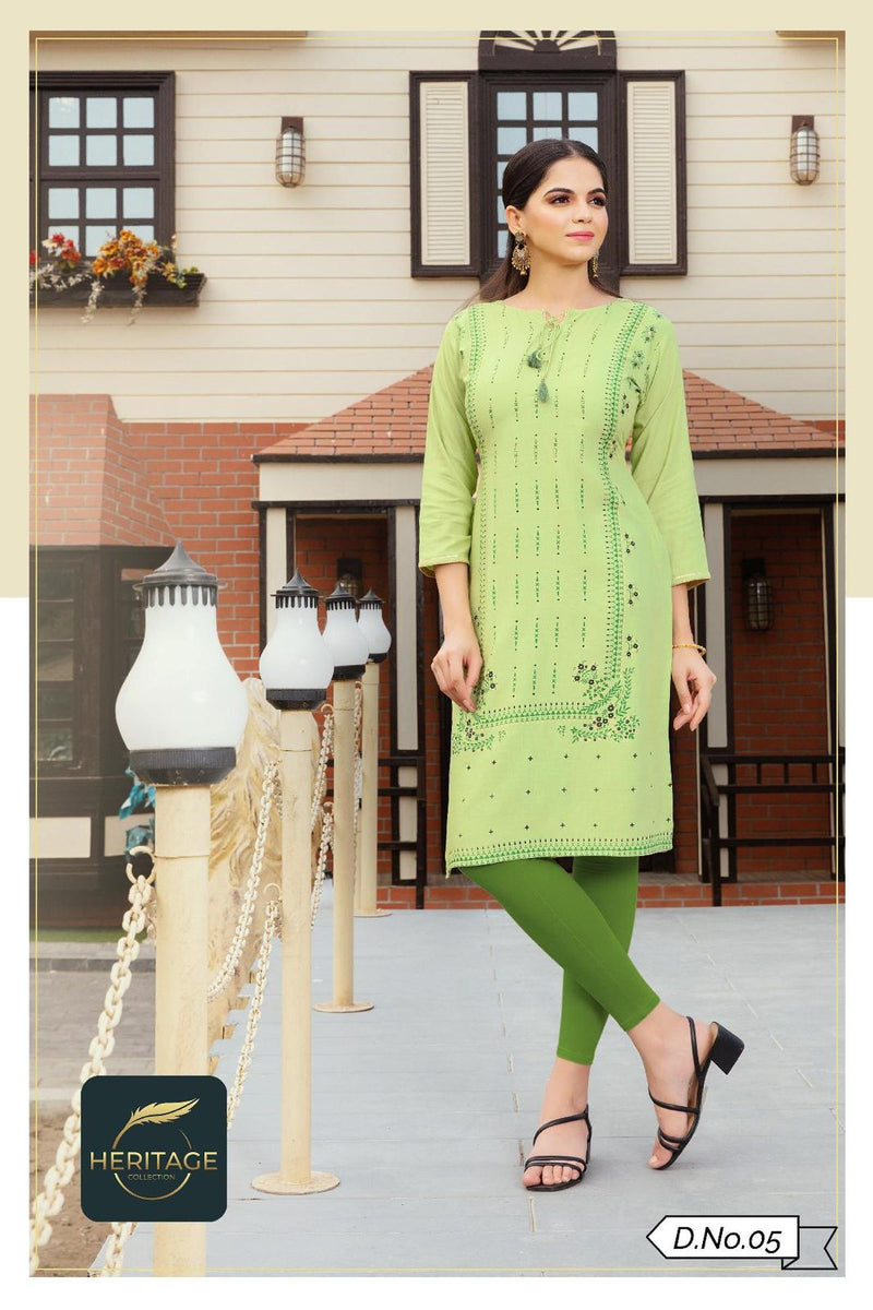 Heritage Collection Kimaya Vol 2 Rayon Fancy Party Wear Kurtis With Bottom