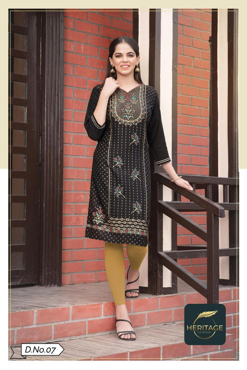 Heritage Collection Kimaya Vol 2 Rayon Fancy Party Wear Kurtis With Bottom