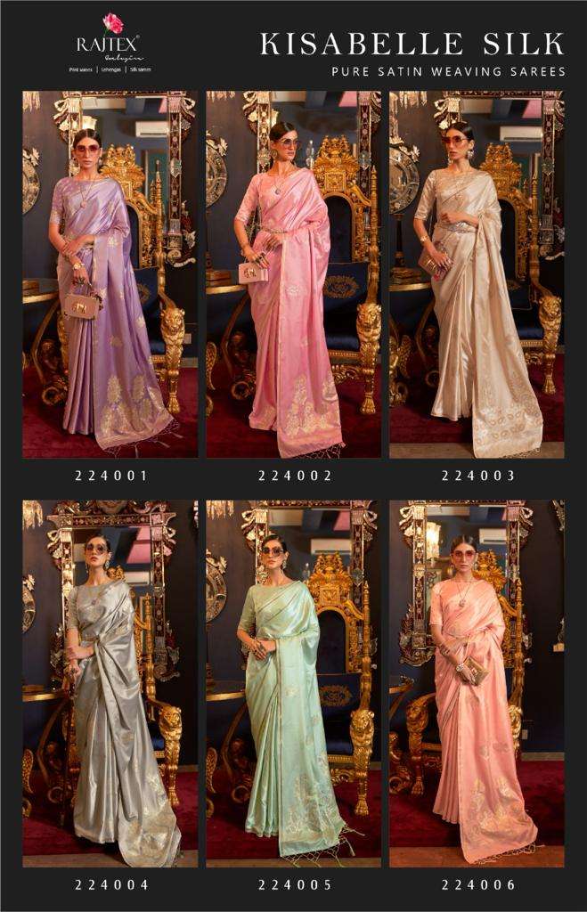 Rajtex Kisabelle Silk Pure Satin Weaving Designer  Stylish Party Wear Sarees