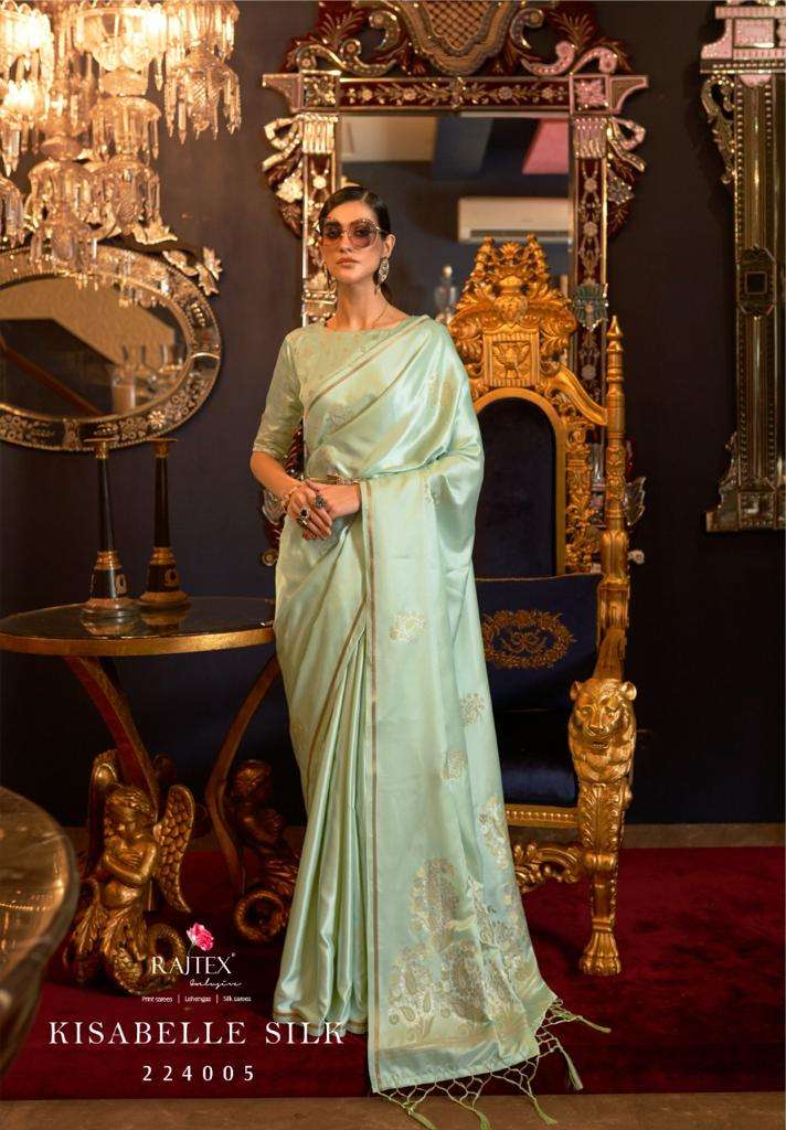Rajtex Kisabelle Silk Pure Satin Weaving Designer  Stylish Party Wear Sarees