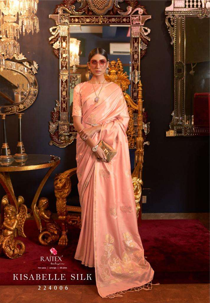 Rajtex Kisabelle Silk Pure Satin Weaving Designer  Stylish Party Wear Sarees