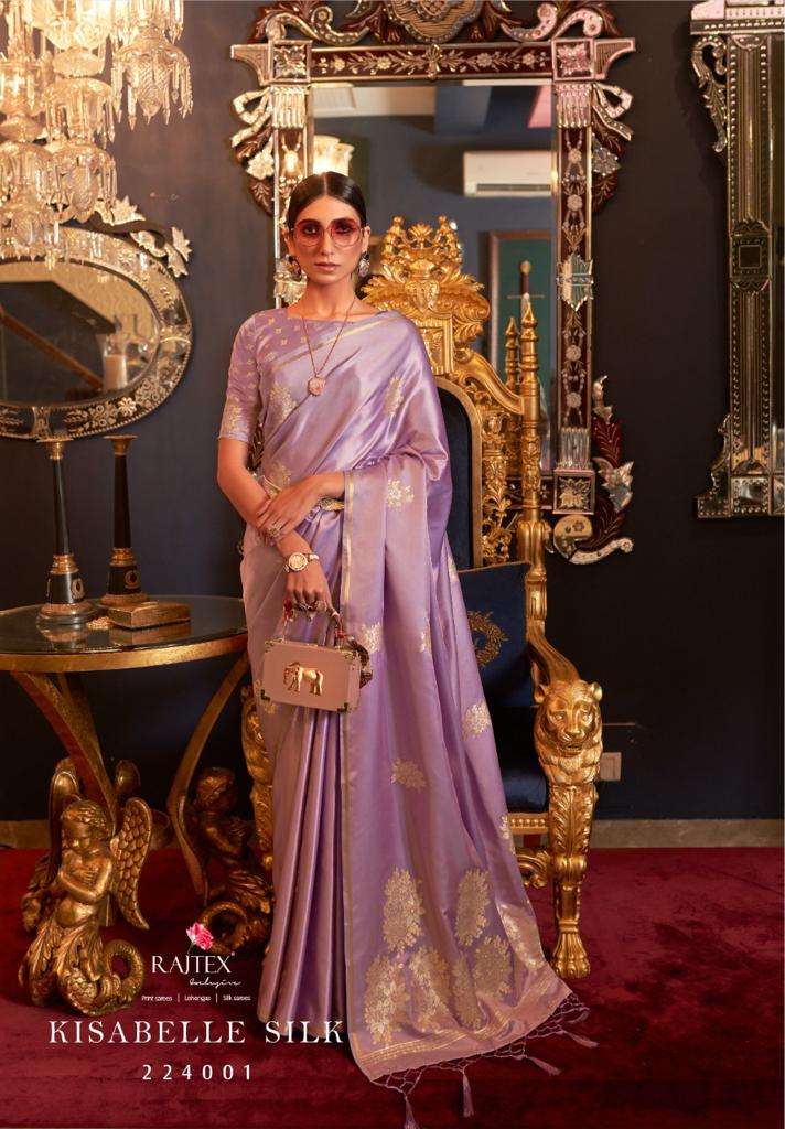Rajtex Kisabelle Silk Pure Satin Weaving Designer  Stylish Party Wear Sarees