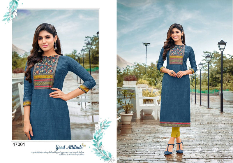 Kapil Trends Kissmiss Silk With Fancy Embroidery Work Stylish Designer Casual Wear Kurti