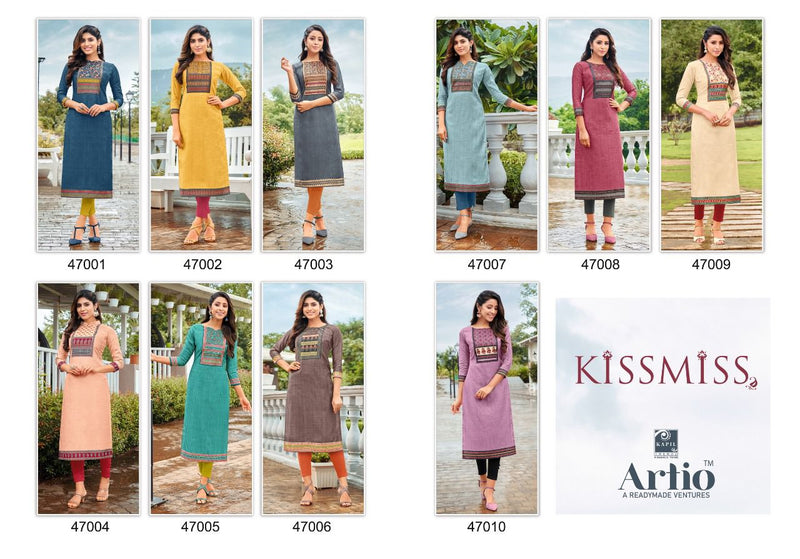 Kapil Trends Kissmiss Silk With Fancy Embroidery Work Stylish Designer Casual Wear Kurti