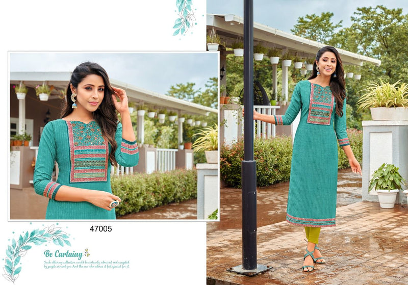 Kapil Trends Kissmiss Silk With Fancy Embroidery Work Stylish Designer Casual Wear Kurti