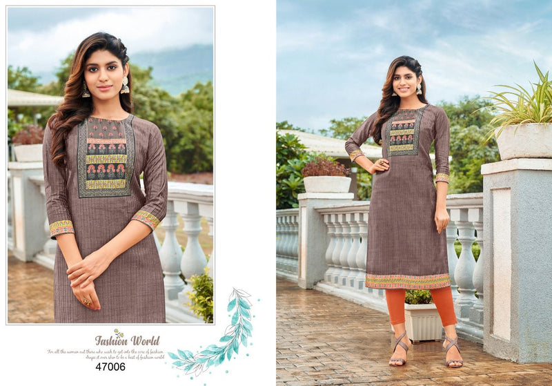 Kapil Trends Kissmiss Silk With Fancy Embroidery Work Stylish Designer Casual Wear Kurti
