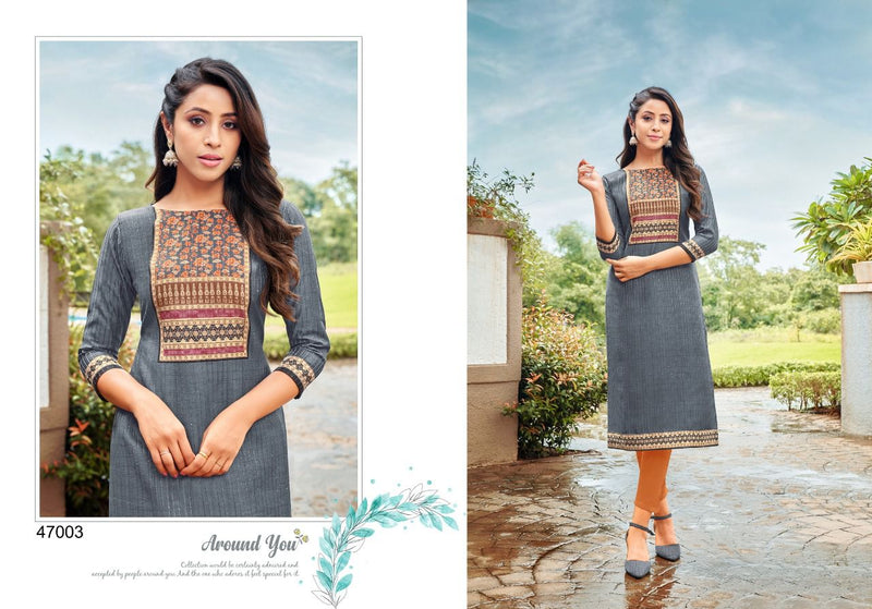 Kapil Trends Kissmiss Silk With Fancy Embroidery Work Stylish Designer Casual Wear Kurti