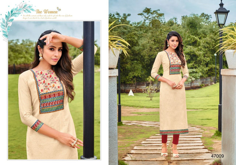 Kapil Trends Kissmiss Silk With Fancy Embroidery Work Stylish Designer Casual Wear Kurti
