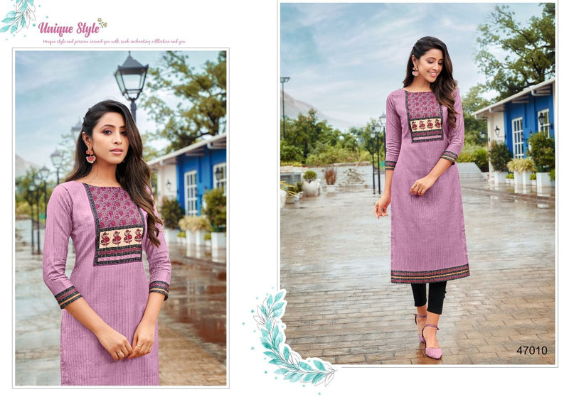 Kapil Trends Kissmiss Silk With Fancy Embroidery Work Stylish Designer Casual Wear Kurti