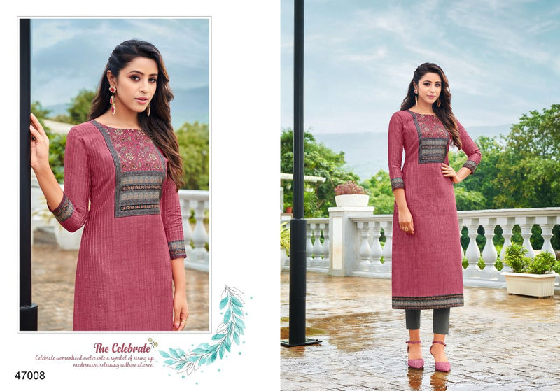Kapil Trends Kissmiss Silk With Fancy Embroidery Work Stylish Designer Casual Wear Kurti