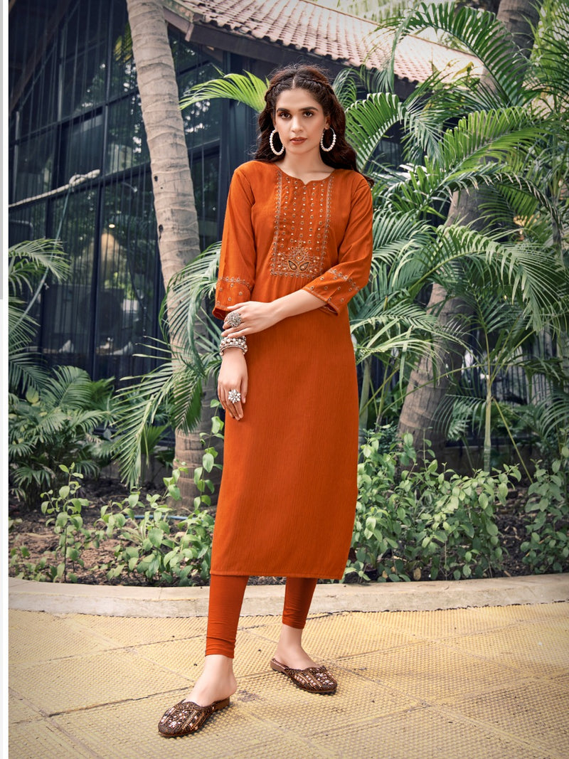 Colourpix Kit Kat Vol 1 Rayon With Embroidery Work Stylish Designer Casual Wear Fancy Kurti
