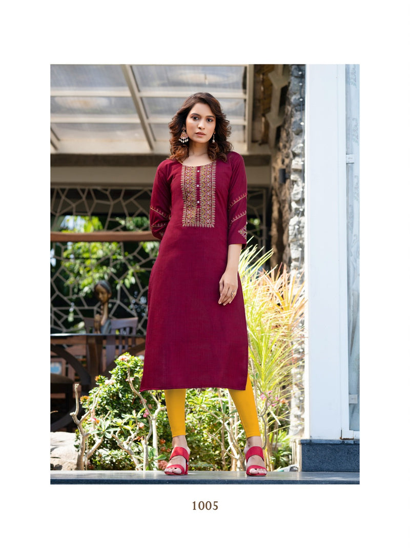 Colourpix Kit Kat Vol 3 Weaving Rayon Fancy Embroidery Hand Work Designer Kurti