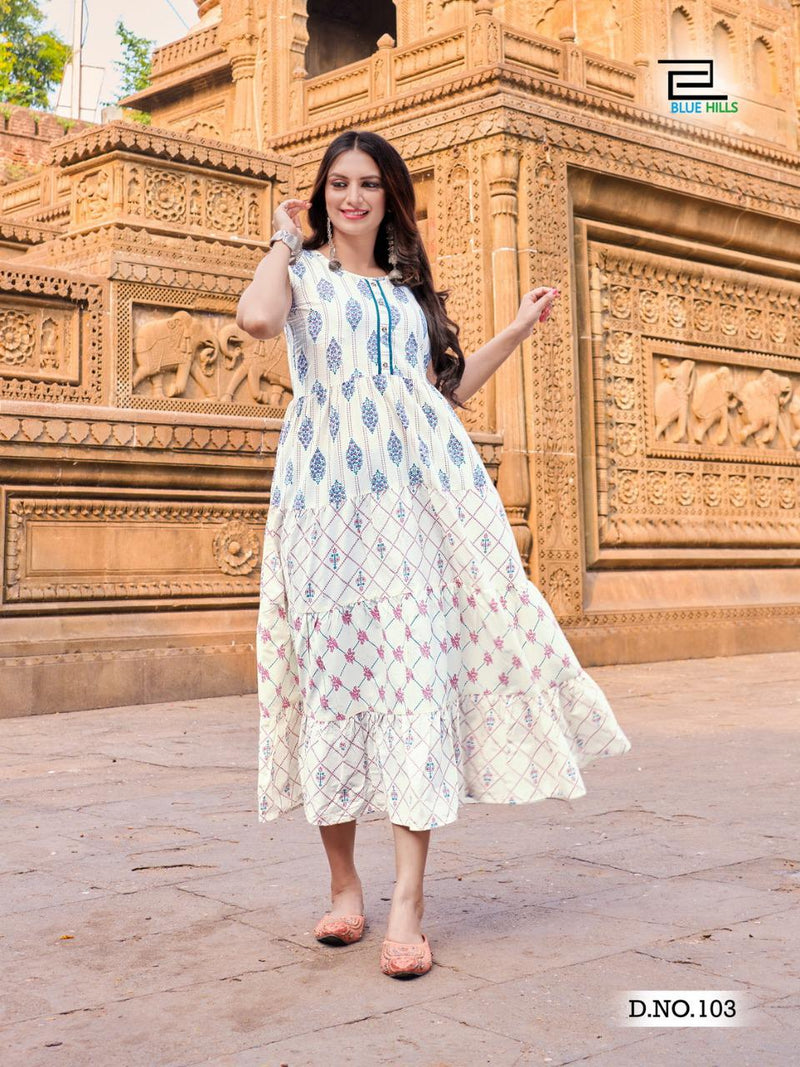Blue Hills Kites Vol 1 Cambric Cotton Causal Wear  Kurti