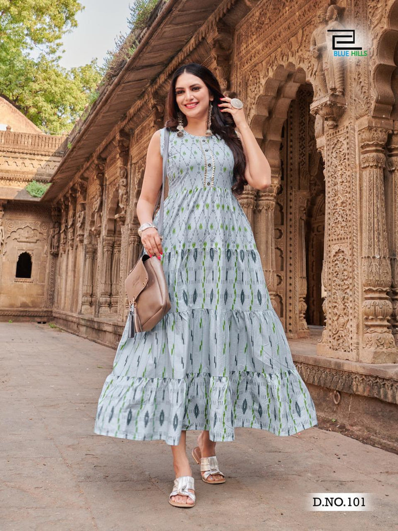 Blue Hills Kites Vol 1 Cambric Cotton Causal Wear  Kurti