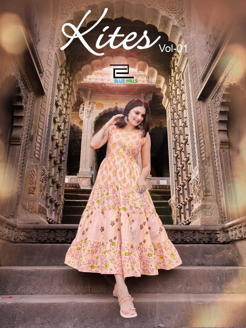 Blue Hills Kites Vol 1 Cambric Cotton Causal Wear  Kurti