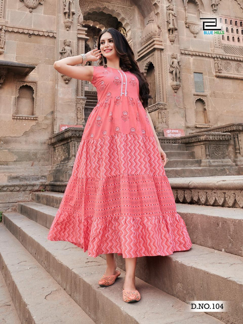 Blue Hills Kites Vol 1 Cambric Cotton Causal Wear  Kurti