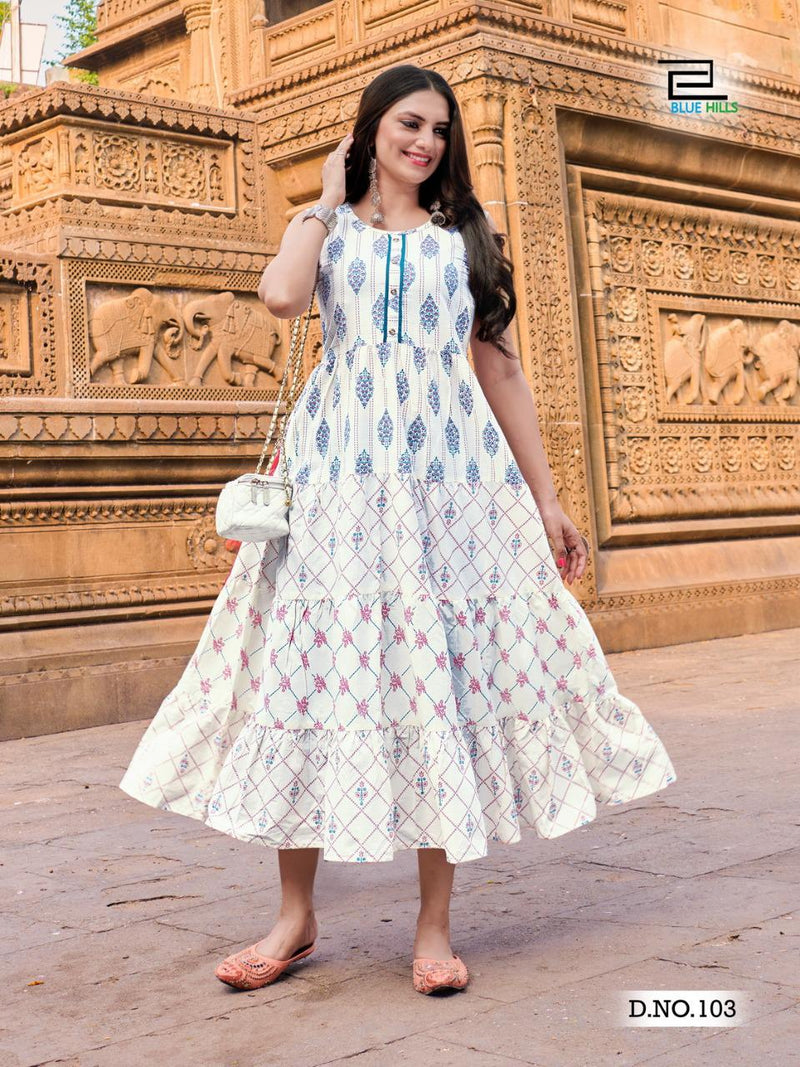 Blue Hills Kites Vol 1 Cambric Cotton Causal Wear  Kurti