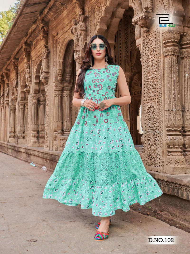 Blue Hills Kites Vol 1 Cambric Cotton Causal Wear  Kurti