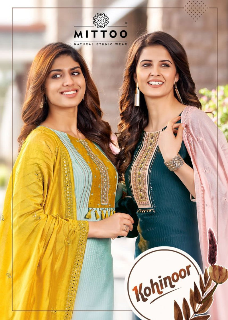 Mittoo Kohinoor Viscose Silk With Heavy Embroidery Work Stylish Designer Causal Wear Kurti