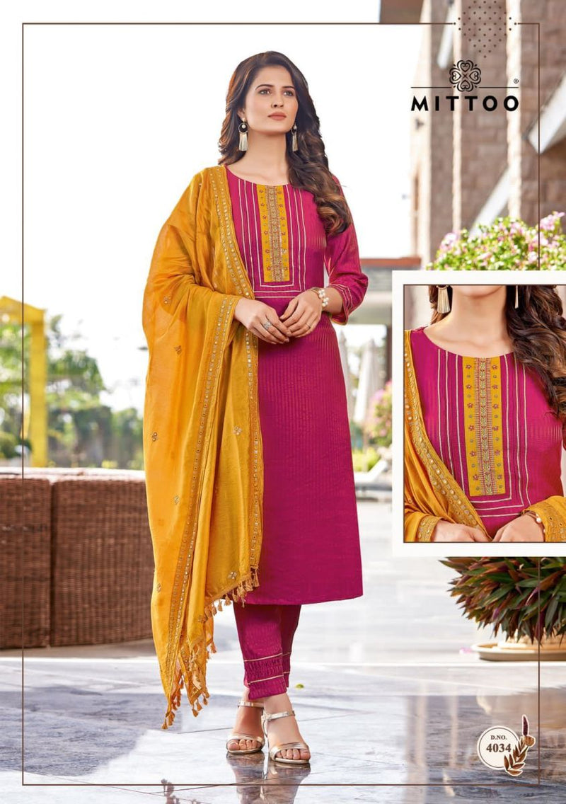 Mittoo Kohinoor Viscose Silk With Heavy Embroidery Work Stylish Designer Causal Wear Kurti