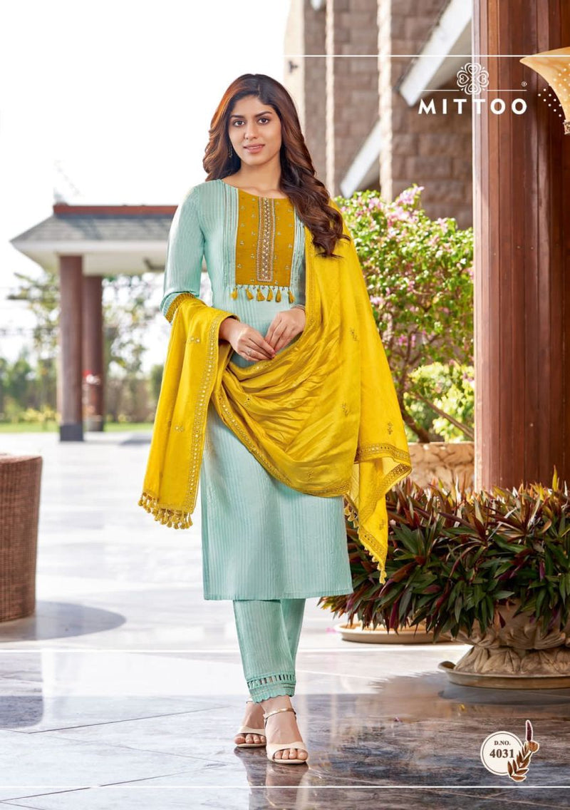 Mittoo Kohinoor Viscose Silk With Heavy Embroidery Work Stylish Designer Causal Wear Kurti