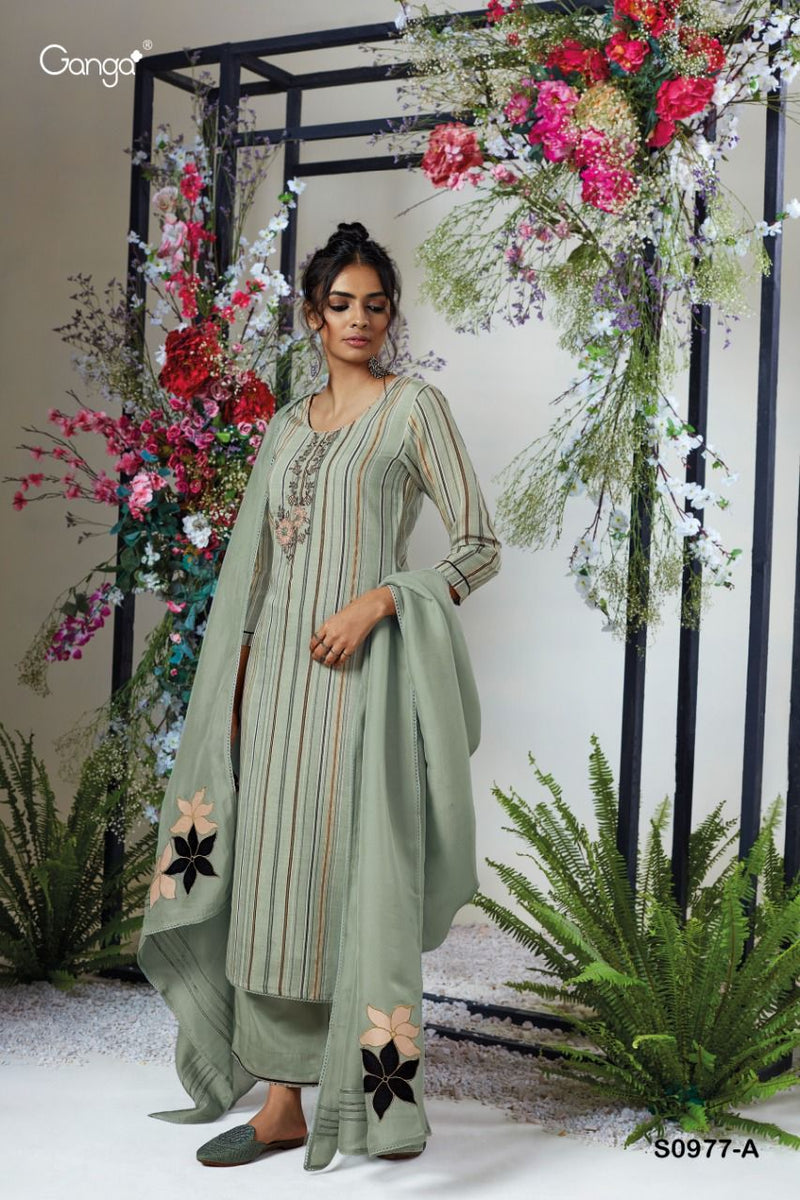 Ganga Kova S 0977 Viscose With Heavy Embroidery Work Stylish Designer Casual Wear Salwar Kameez