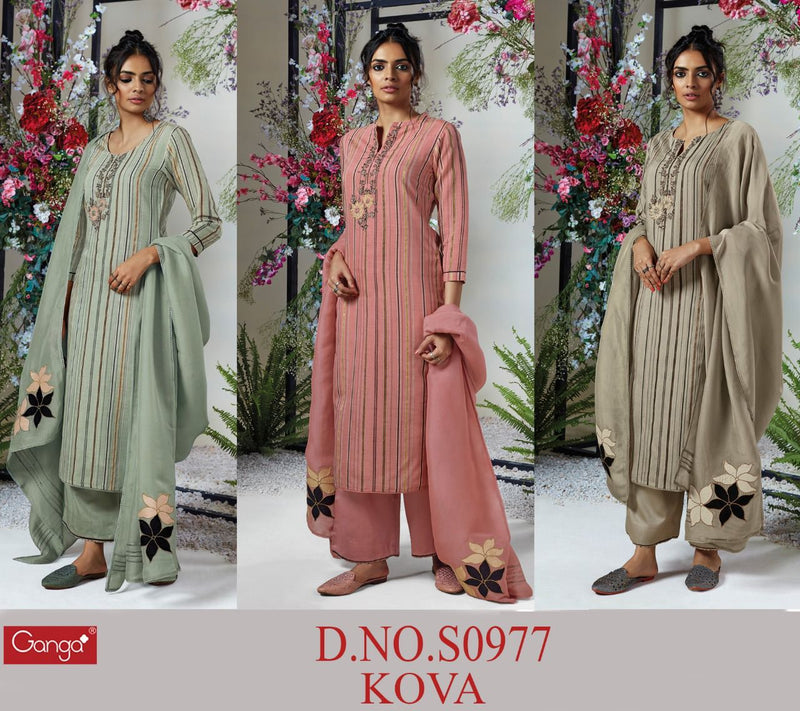 Ganga Kova S 0977 Viscose With Heavy Embroidery Work Stylish Designer Casual Wear Salwar Kameez