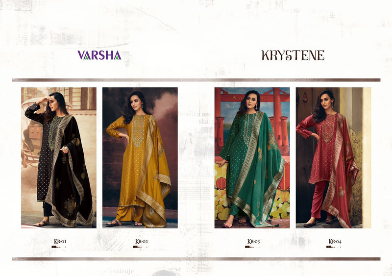 Varsha Krystene Viscose With Beautiful Embroidery Work Stylish Designer casual Look Salwar Kameez