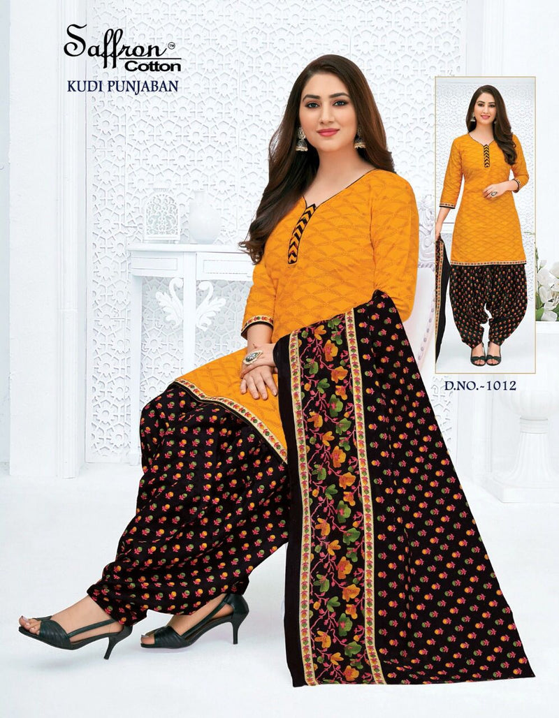 Saffron Cotton Kudi Punjaban Indo Cotton Patiyala Style Party Wear Salwar Suits