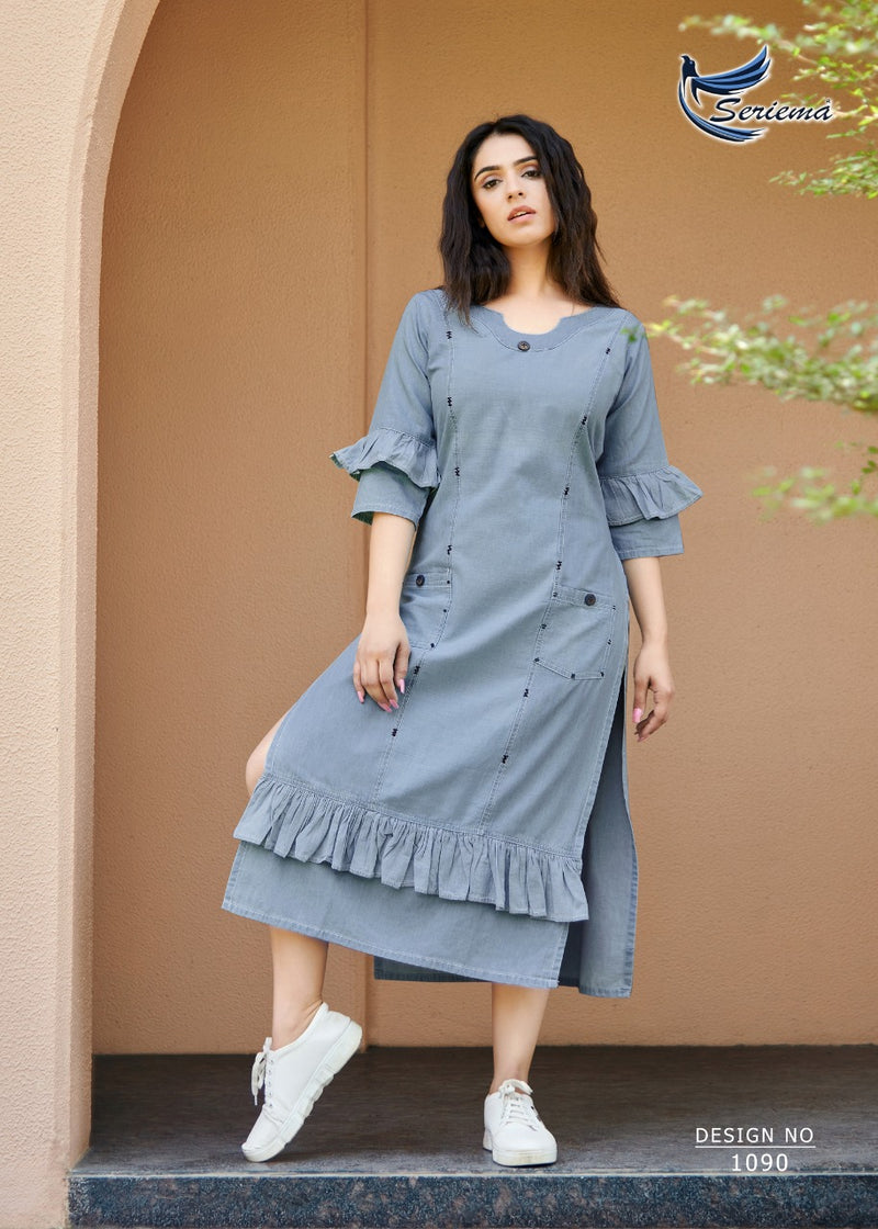 Seriema Kumb Capture Vol 3 Cotton With Heavy Fancy Work Stylish Designer Casual Look Fancy Kurti