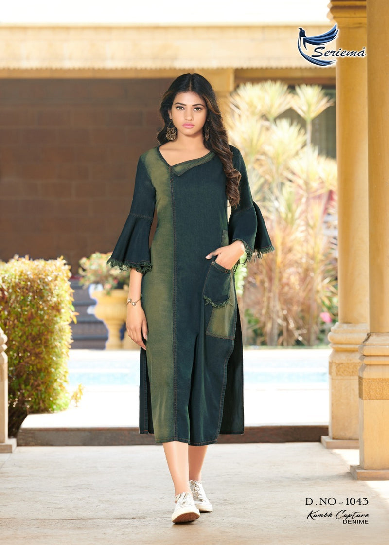 Serima Kumb Capture Denim Cotton Designer Party Wear Kurti