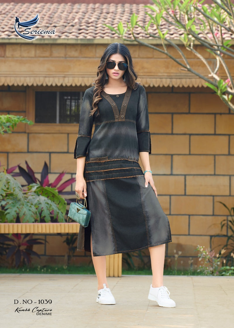 Serima Kumb Capture Denim Cotton Designer Party Wear Kurti