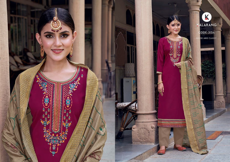 Kalarang Fashion Geetika Jam Silk Cotton With Embroidery Work Salwar Kameez